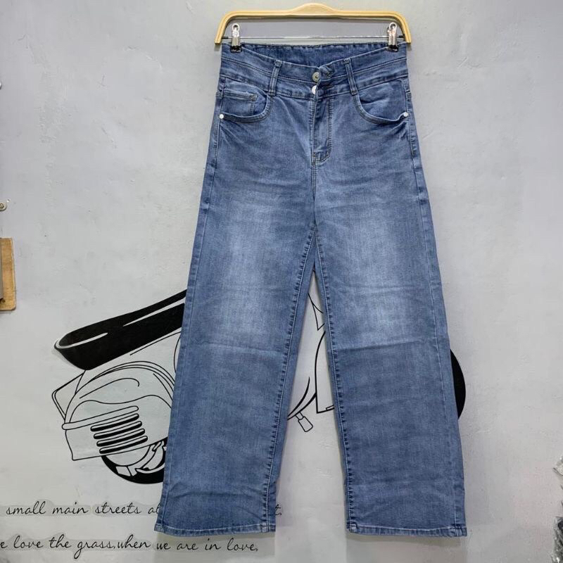 CELANA JEANS KULOT WANITA BAHAN MELAR STRETCH by EVODOM