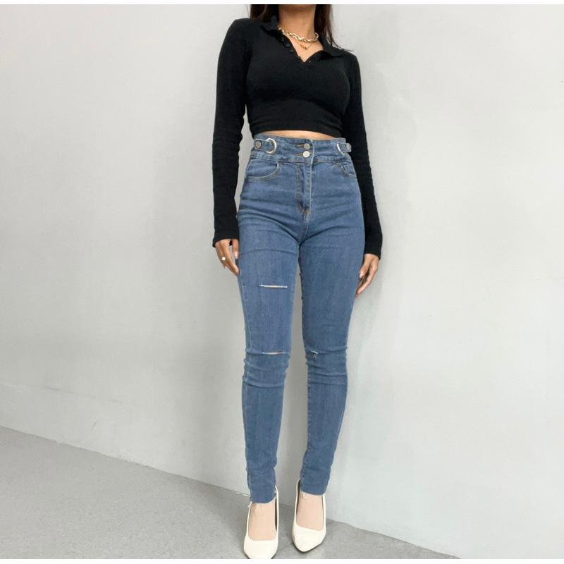 [LUXE.DLABEL] - Jeans 147 | Celana Panjang Highwaist Wanita Jeans Import Premium Quality Jeans Wanita Polos Ripped Jeans Highwaist Jeans Wanita Bangkok Skinny Jeans Highwaist Baggy Wideleg Jeans Kulot jeans Boyfriend Jeans Kargo Jeans Cargo jeans BKK