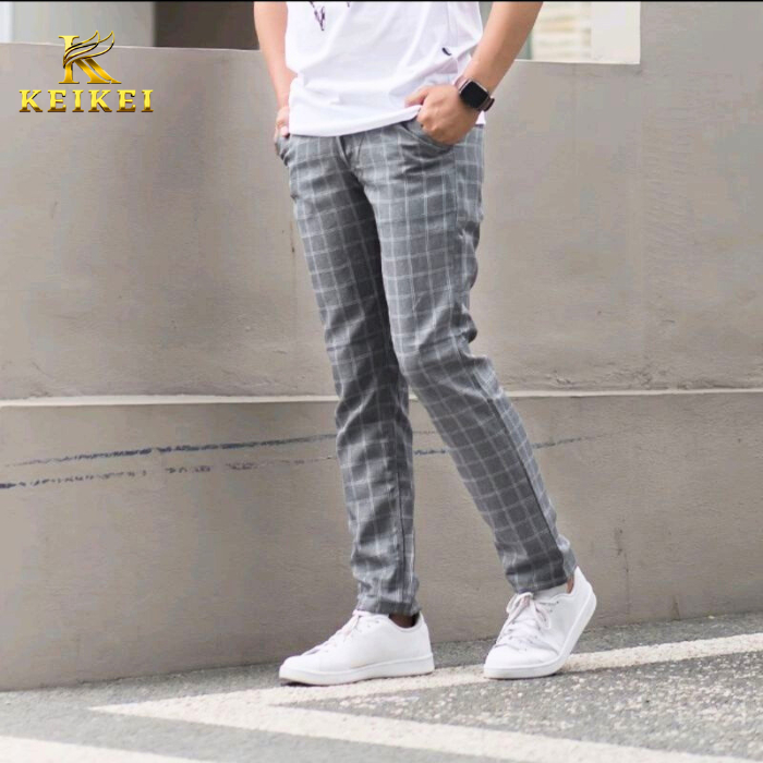 Celana Tartan Pria Slim Fit Premium Celana Chino Panjang Tartan Pants Pria Casual Motif Kotak Kotak Hight Qualitty