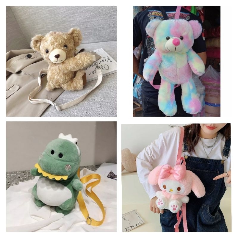 Tas Beruang Selempang Fashion Dewasa &amp; Anak Karakter Bulu Korea Teddy Bear Premium