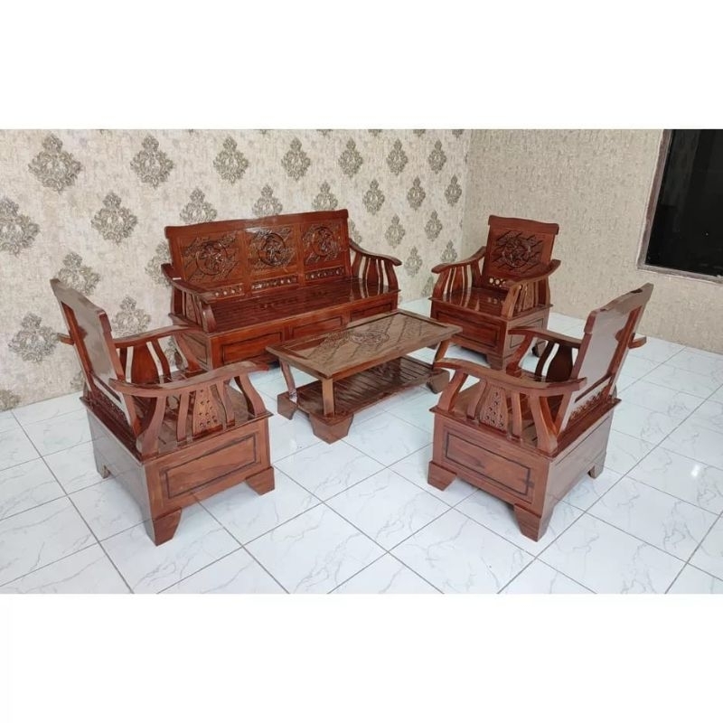 Kursi Tamu Kayu Jati Jepara Ferari 3111 + Meja