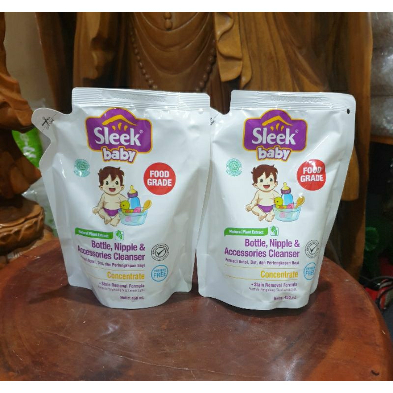 SLEEK BABY 450 ml BOTTLE, NIPPLE AND ACCESSORIES CLEANSER FOOD GRADESABUN PEMBERSIH BOTOL DLL