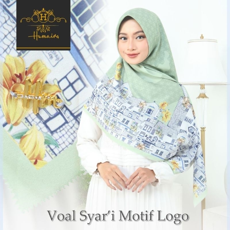 PAKET USAHA / SERAGAM JILBAB SEGI4 VOAL SYAR'I MOTIF LOGO HUMAIRA/HIJAB SEGIEMPAT HUMAIRA MOTIF JUMBO