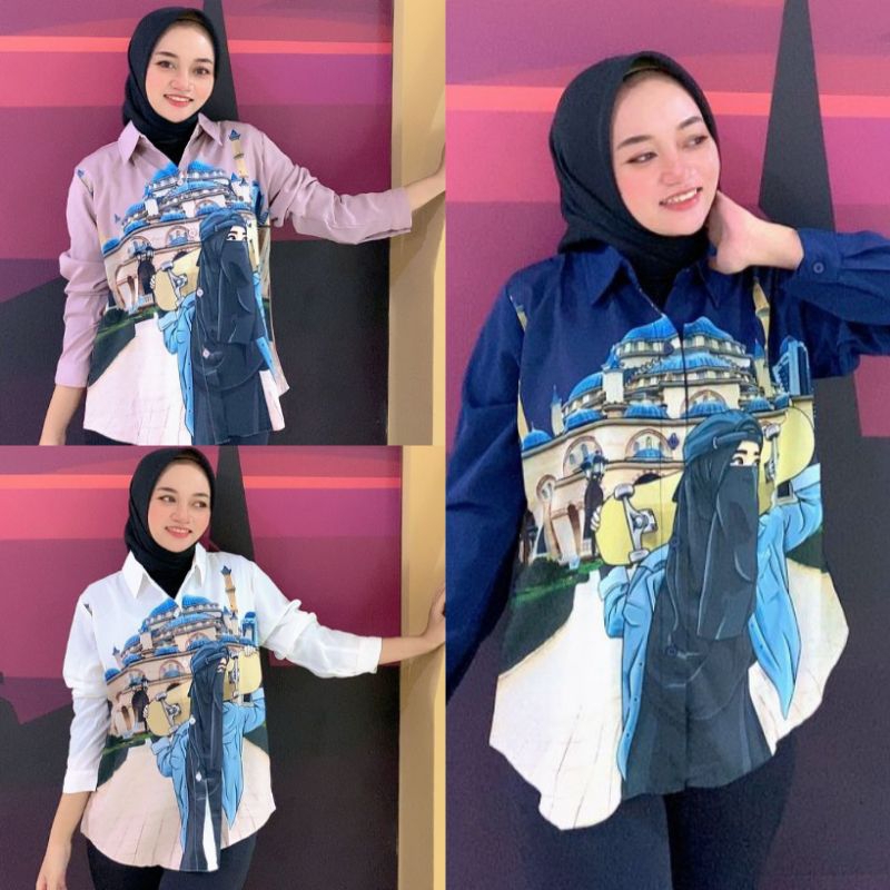 Kemeja cantik woolpeach import cadar