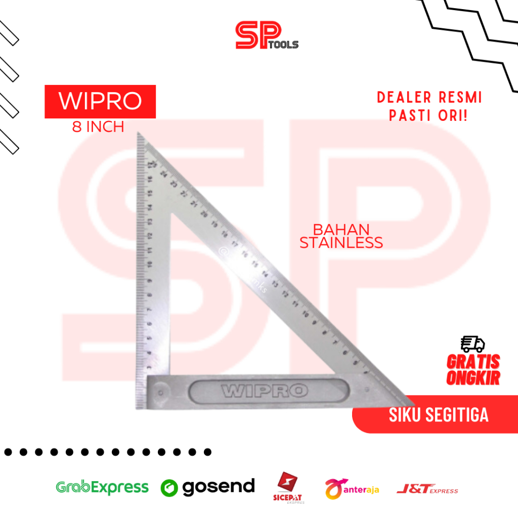 

PENGGARIS MISTAR SIKU SUDUT STAINLESS 8" 8 INCH WIPRO PGS3-8