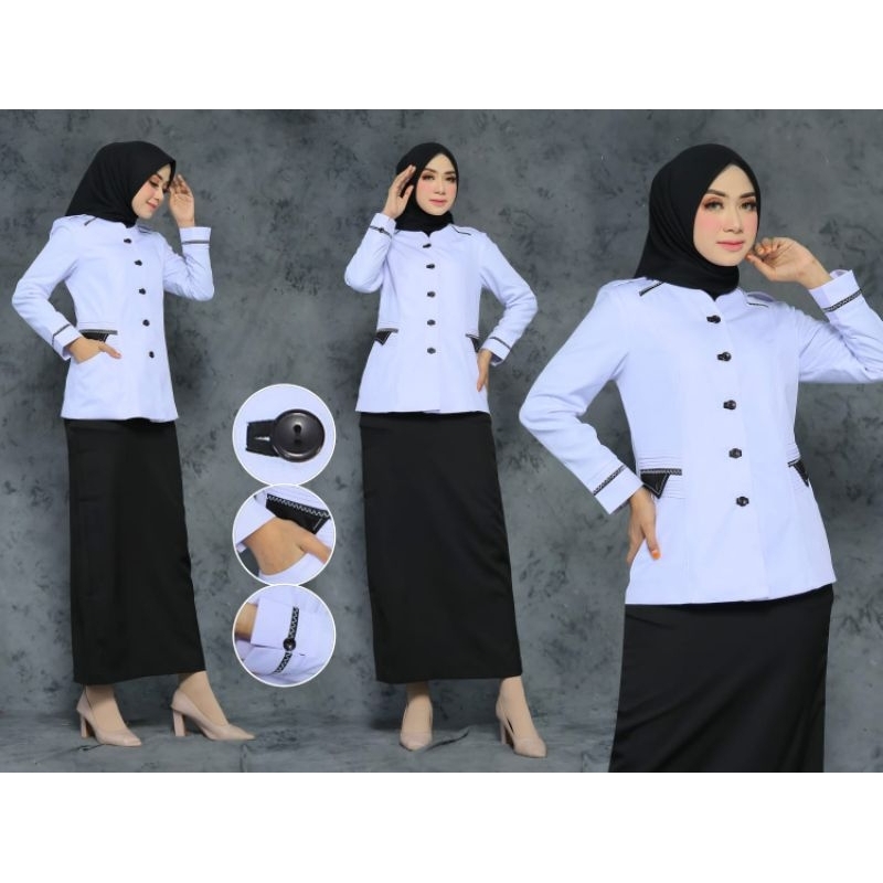 blazer wanita seragam dinas hitam putih baju hitam putih seragam dinas ASN PNS baju kantor pns