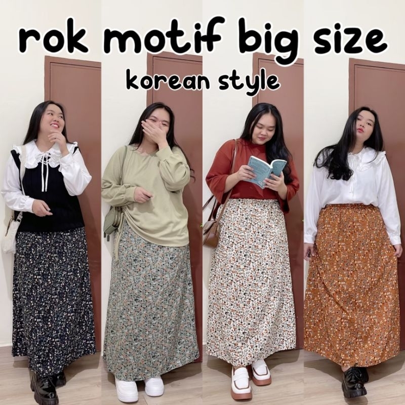 CASSIE ROK PANJANG MOTIF KOREAN STYLE JUMBO BIG SIZE CRINKLE