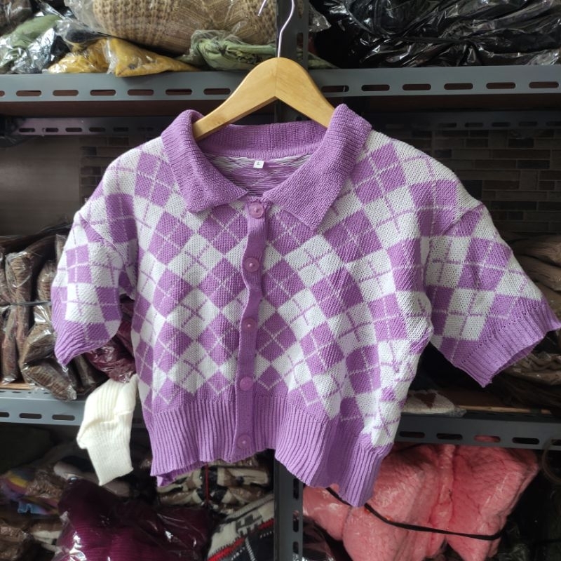 Atasan Rajut Ketupat Korea Crop Top/Baju Rajut Crop