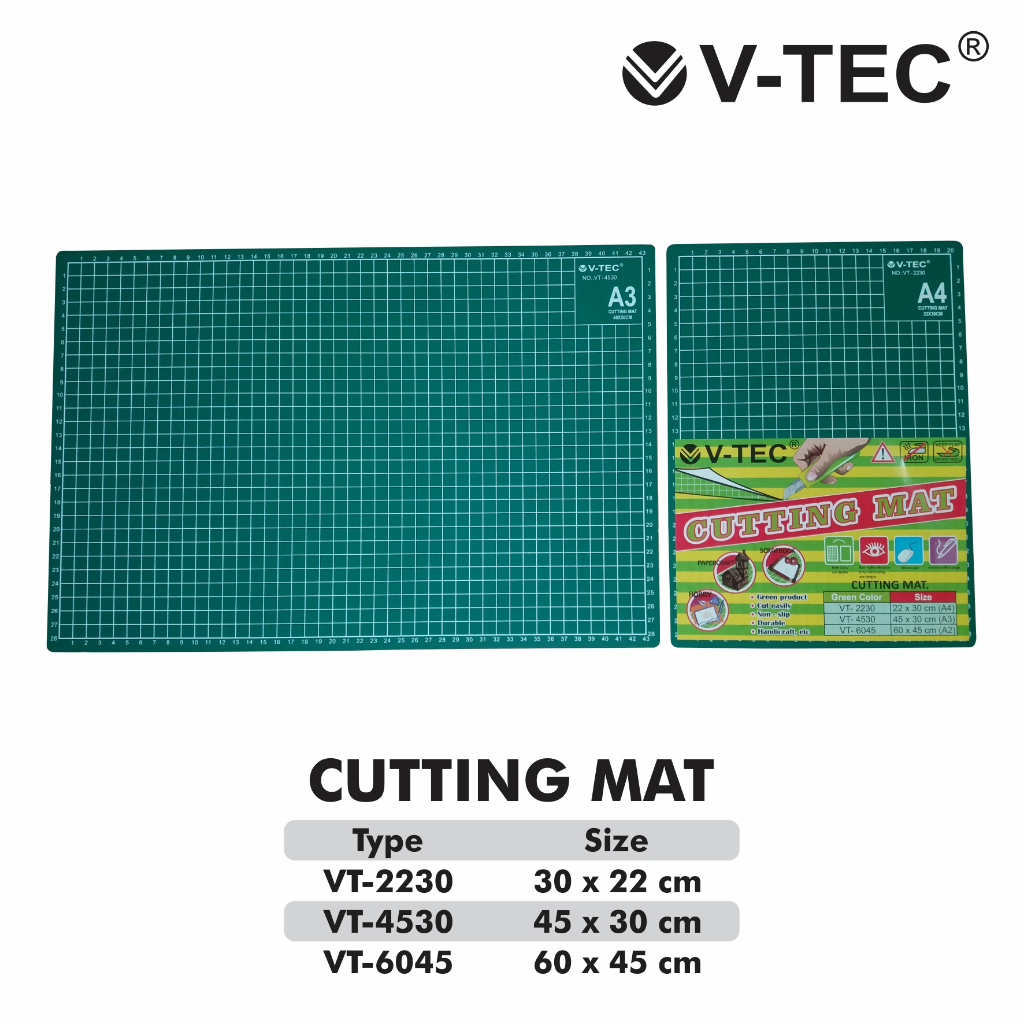 

Alas Pemotong Green / Taffware Work Cutting / PVC Cutting Mat Double Side Ukuran A4 & A3 Vtec (1 Pcs)