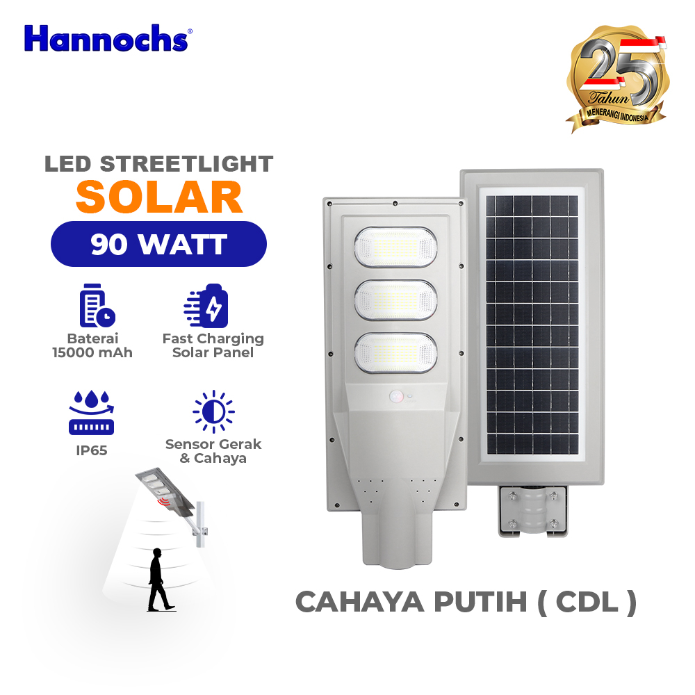 Hannochs Lampu Solar LED Streetlight 90W Cahaya Putih Solar Cell PJU