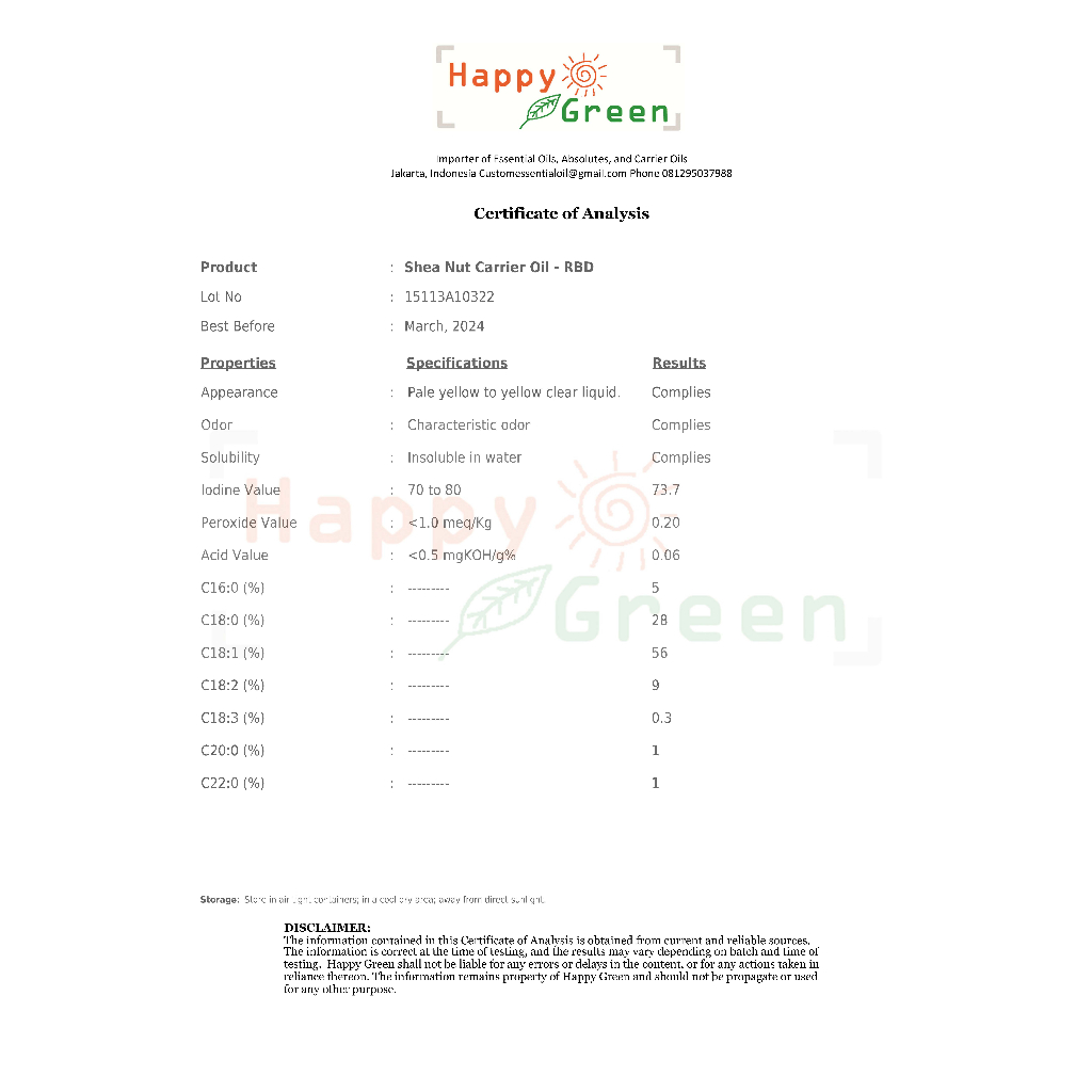 Happy Green Shea Nut Carrier Oil -Minyak Kacang Shea Murni 100% Natural