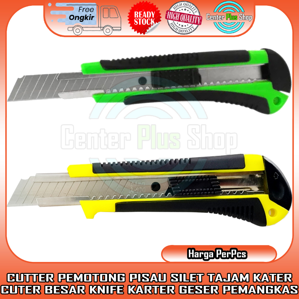 

CUTTER BESAR PEMOTONG KERTAS KARDUS SERBAGUNA CUTER BLADE PISAU BAJA MEMOTONG SEDANG KATER MEMOTONG KUNCI OTOMATIS PANGKAS SILET TAJAM KARTER KNIFE KNIPE GUNTING GESER CATTER CATER KERTAS BLADE SPARE BLADES