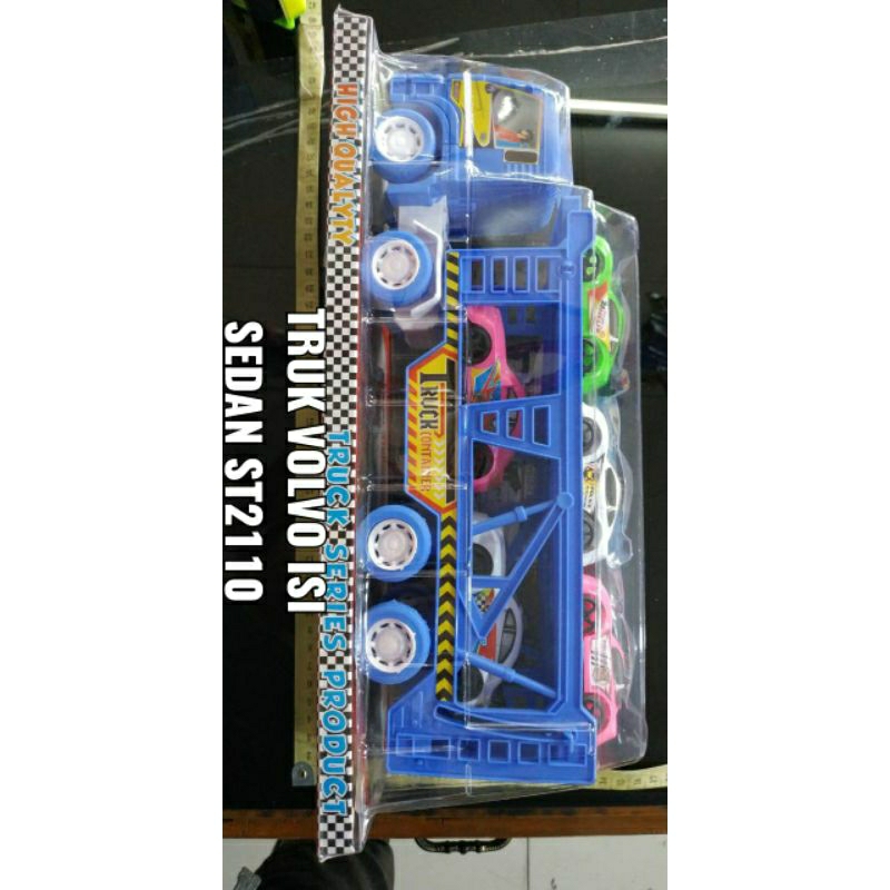 MAINAN TRUK VOLVO PENGANGKUT MOBIL BALAP ST 2110