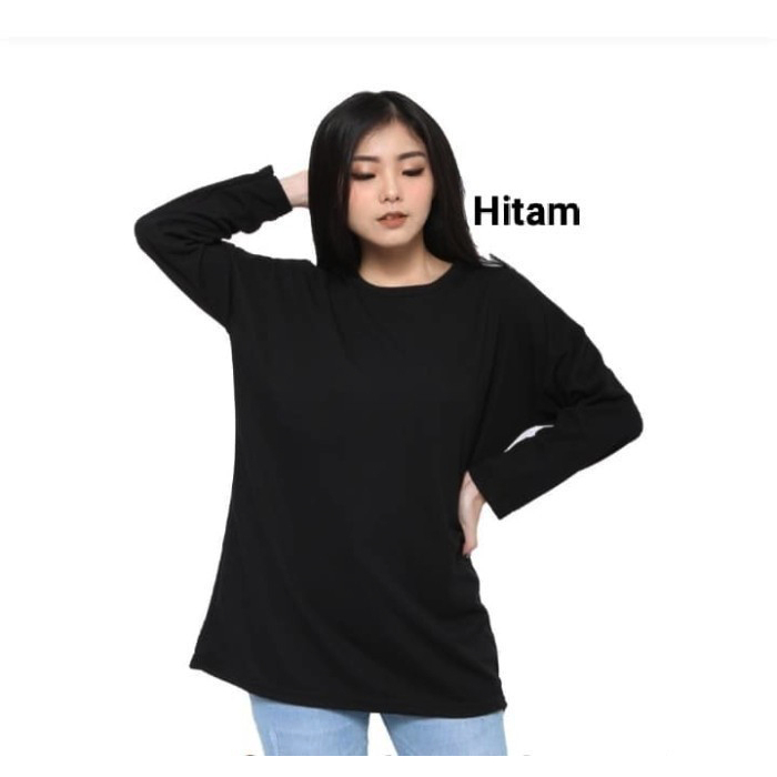 Kaos Polos Lengan Panjang Hitam Cotton Combed 30s