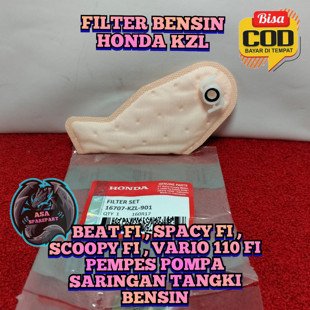 FILTER BENSIN ASLI ORIGINAL HONDA KZL UNTUK MOTOR BEAT FI, SPACY FI, SCOOPY FI, VARIO 110 FI, PEMPES
