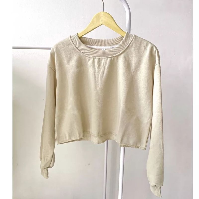 BASIC SWEATER CROP POLOS/ SWEATER WANITA TERBARU/ BAJU WANITA KEKINIAN/ SWEATER WANITA CROP/ BAJU WA