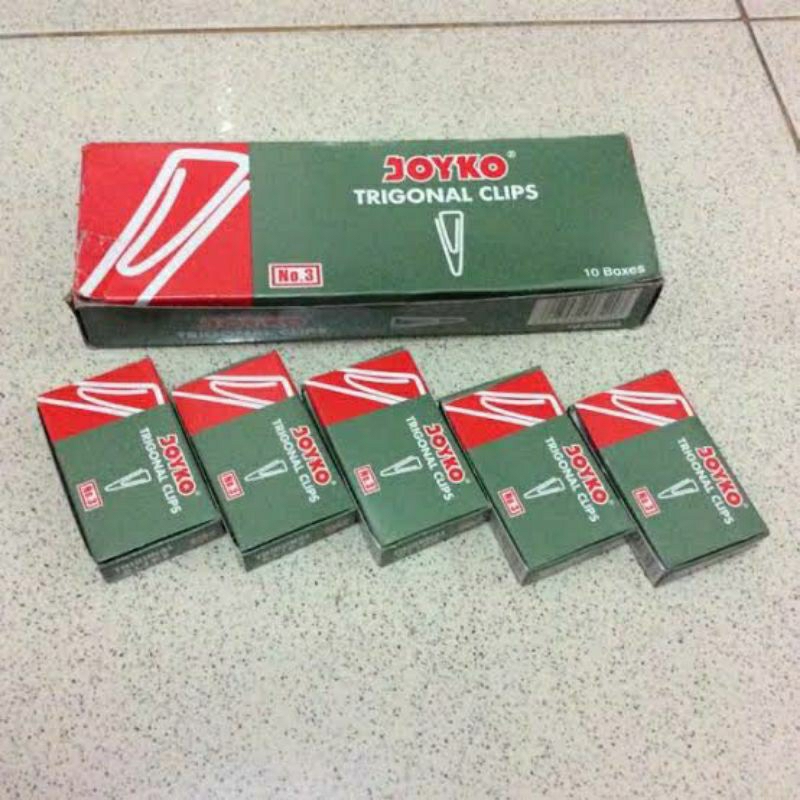 

[ DUS / 10 BOX ] TRIGONAL CLIP JOYKO NO. 3 / PENJEPIT KERTAS / PAPER CLIP