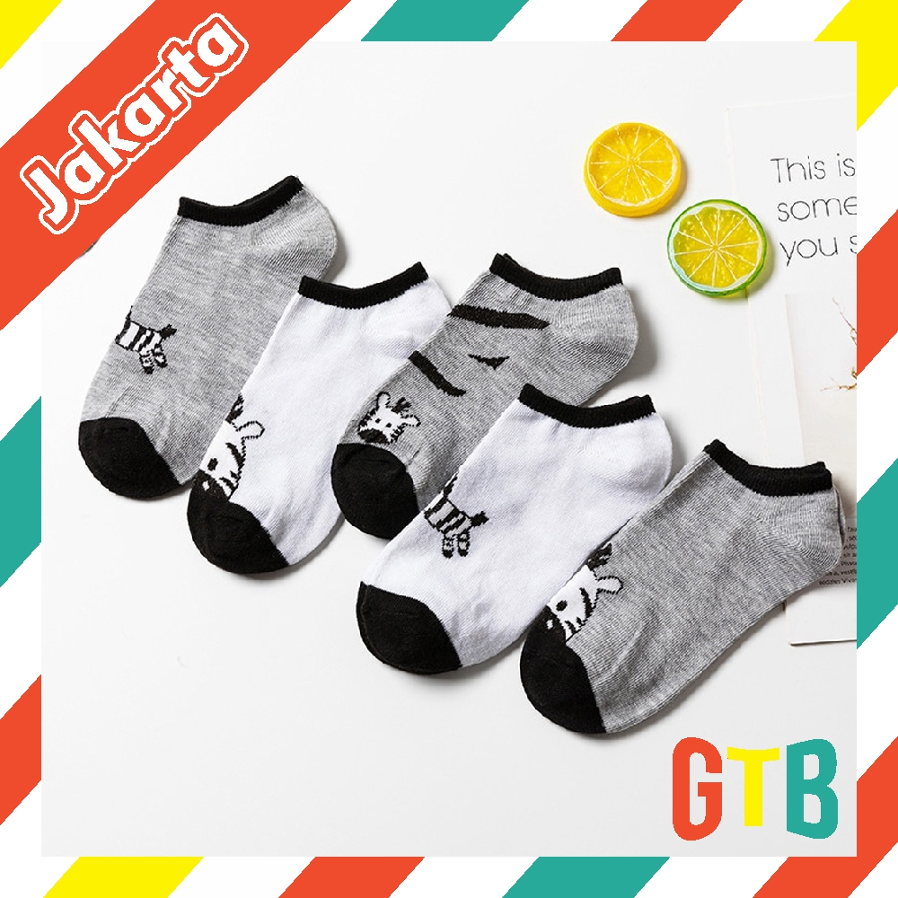 ❤️GTB❤️ Kaos Kaki Korea Wanita Motif Zebra Kaos Kaki Laki-Laki Perempuan Ankle Socks Impor KK145