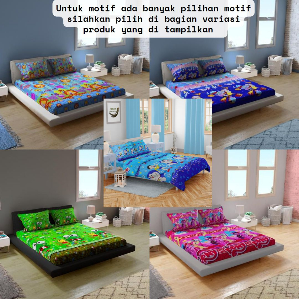 Sprei motif karakter anti luntur ukuran 90x200 100x200 120x200 160x200 180x200 200x200