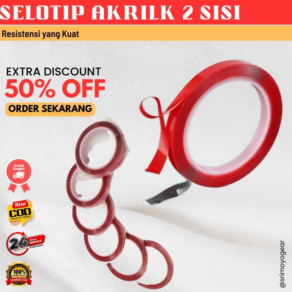 

Selotip Dounble Tape Akrilik -Solasi 2 Sisi Arkilik Double Sided Tape Acrylic 3m 12 mm