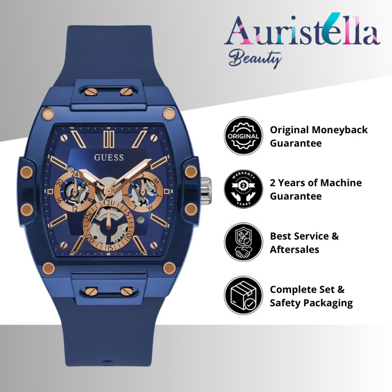 (ORIGINAL - BERGARANSI) JAM TANGAN GUESS PHOENIX GW0203G7 BLUE SILICONE STRAP ORIGINAL - JAM TANGAN 