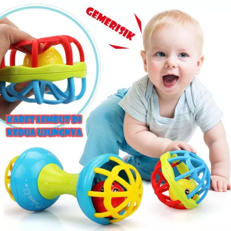 [Rumahbayipdg] Mainan bayi edukasi baby teether, kerincing rattle stik gigitan bayi BPA