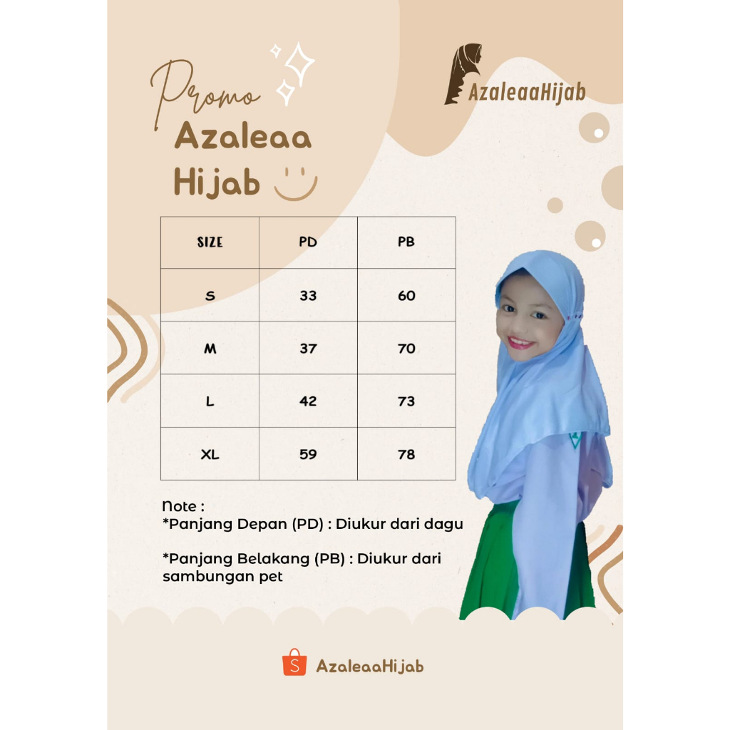 Jilbab Bergo Serut Instan Anak Sekolah SD SMP SMA