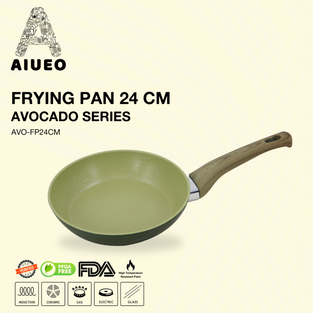 teflon Anti Lengket 24cm - Frying Pan 24cm Warna Avocado - Panci Penggorengan Marble Pan Stainless | Panci Anti Lengket