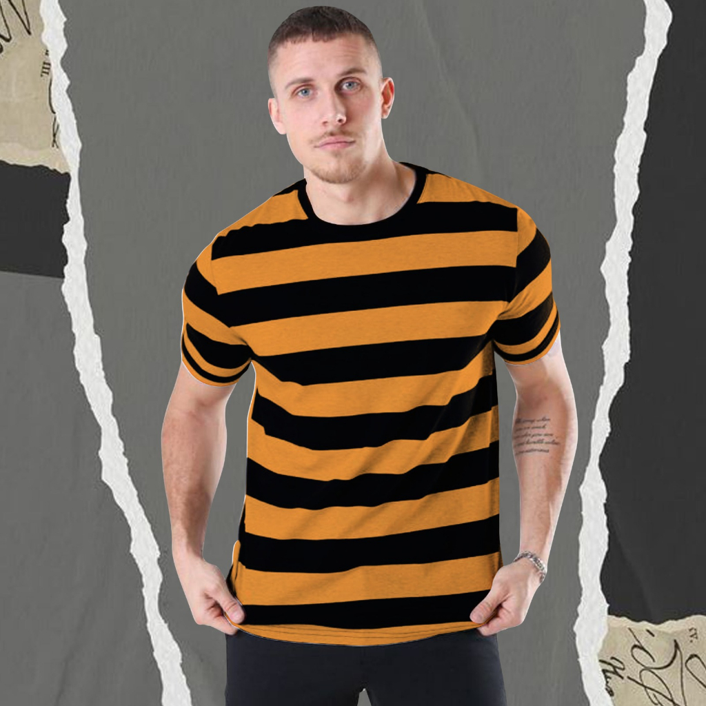 Baju Kaos Salur Pria Distro Lengan Pendek/Kaos Stripe Pria Dewasa Lengan Pendek/Kaos Salur Pria Dewa