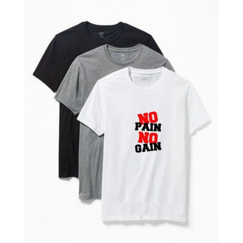 Kaos pria atasan oblong dewasa baju kaos pria lengan pendek baju cowok NO PAIN NO GAIN