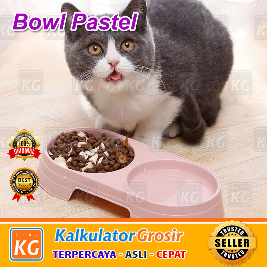 Tempat Makan Kucing Anjing 2 in 1 Mangkok Minum Hewan Doggy Lucu 2in1 Mangkok Makan Hewan Double Pet Food Bowl