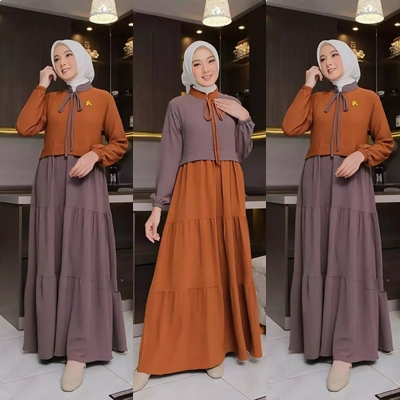 IMPORT Nazwa dress Gamis polos terbaru Gamis dress crinkle Baju kondangan Gaun pesta remaja