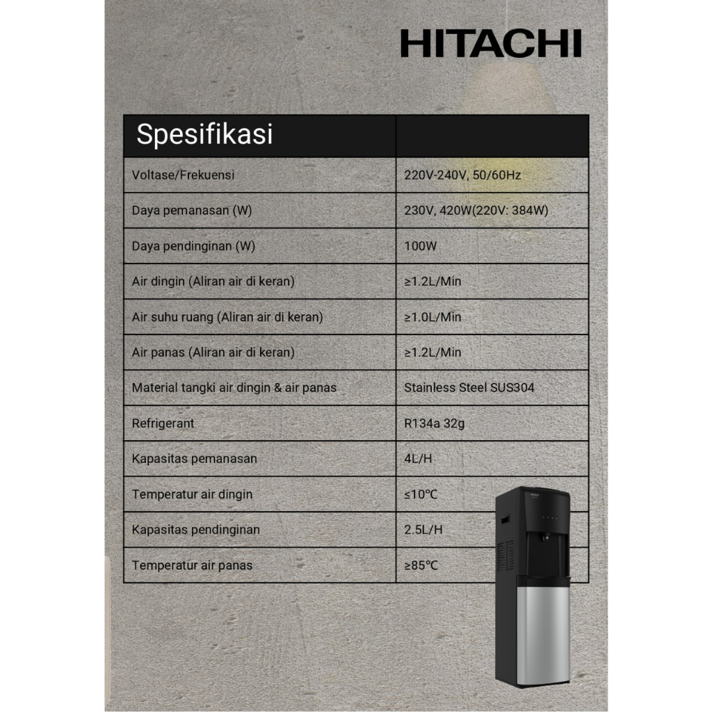 HITACHI Dispenser Galon Bawah / Buttom Loading HWD-50000