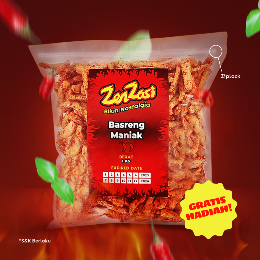 

Zenzasi Basreng Maniak Pedas Daun Jeruk 1 kg / 500gr / 250gr