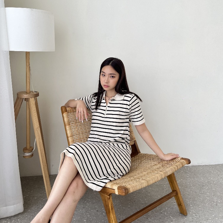 Tasha Knit Dress / Dress Rajut Wanita Style Korea / Casual Dress Premium / Polo Dress