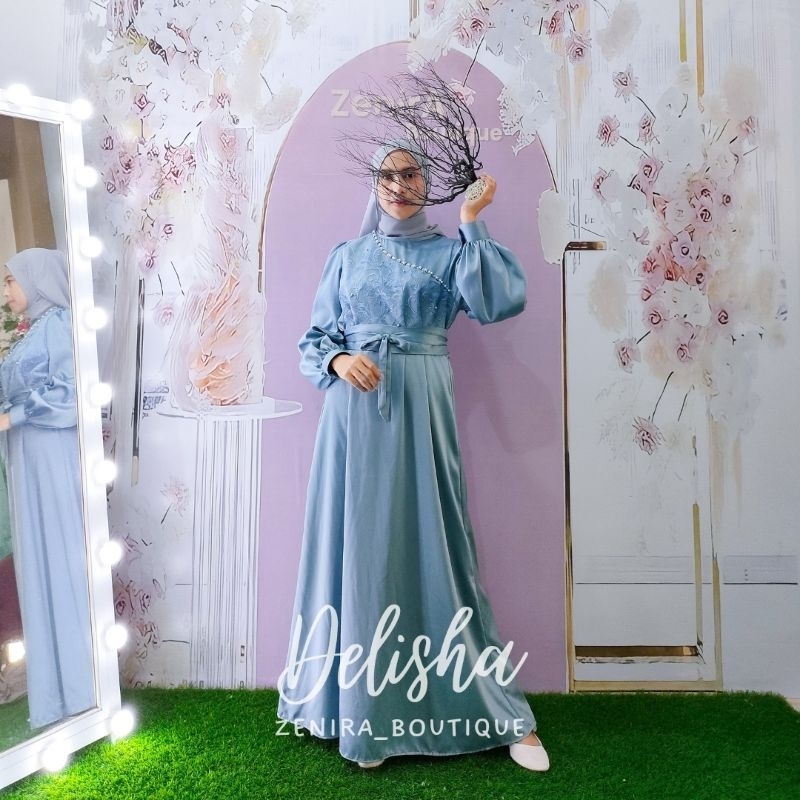 Delisha dress / baju pesta kondangan couple / gaun lamaran / wisuda / gamis remaja / bridesmaids / prewedding