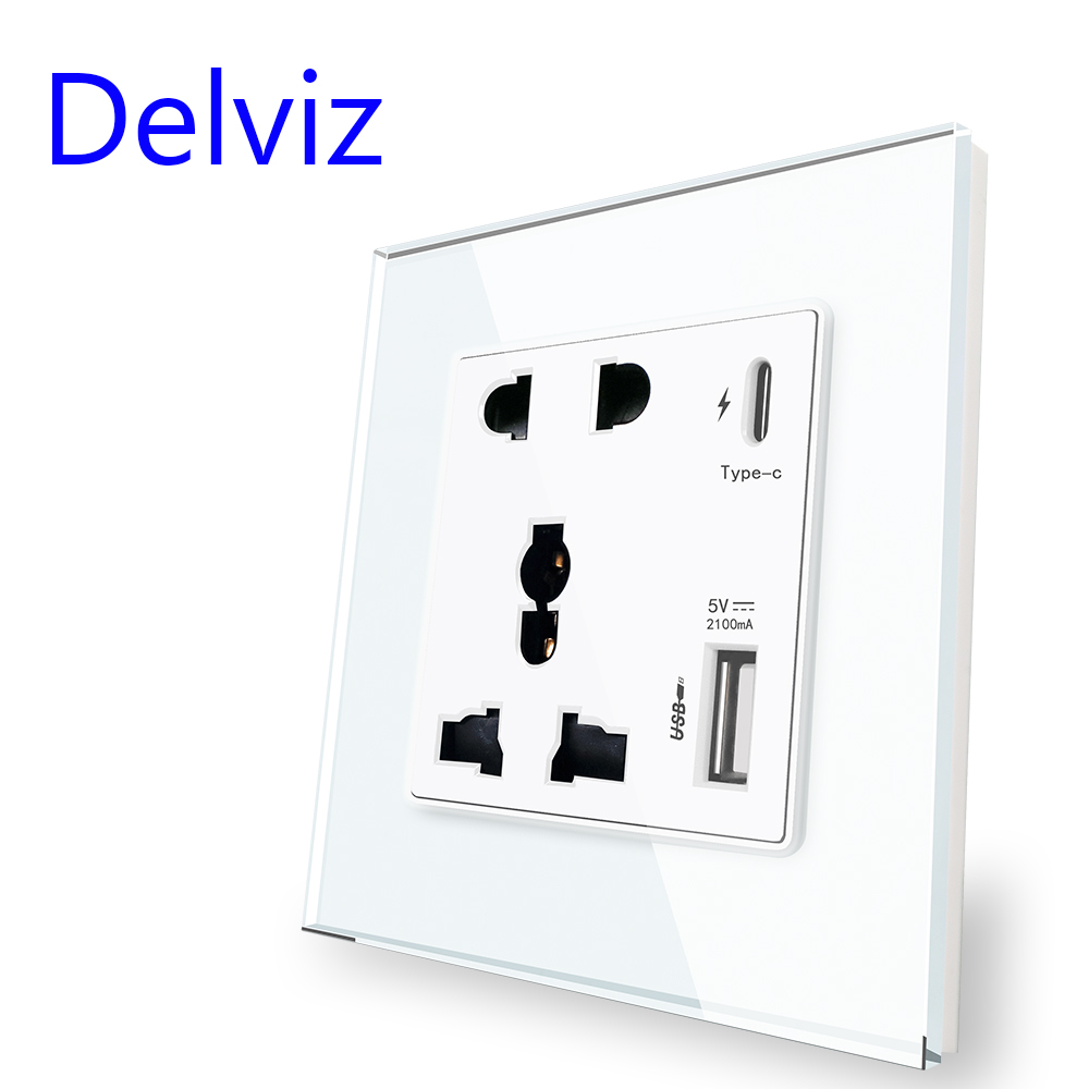 Delviz Stop Kontak Dinding UK 2 Port USB Type-C Socket - DZ-BLCX-11 - White