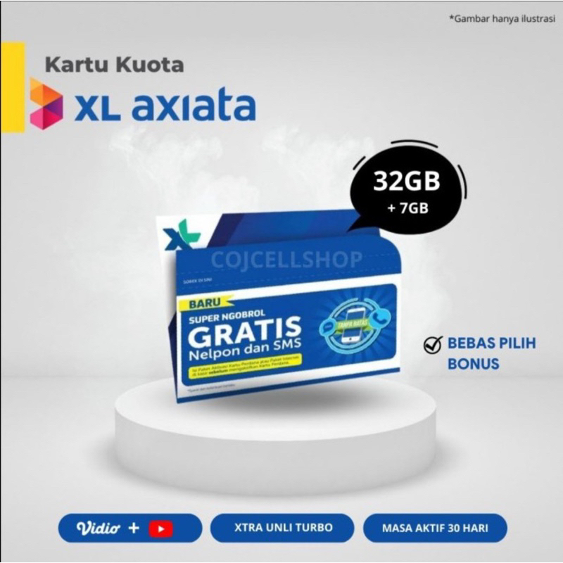 kartu perdana kuota xl flex 32gb+7Gb bonus