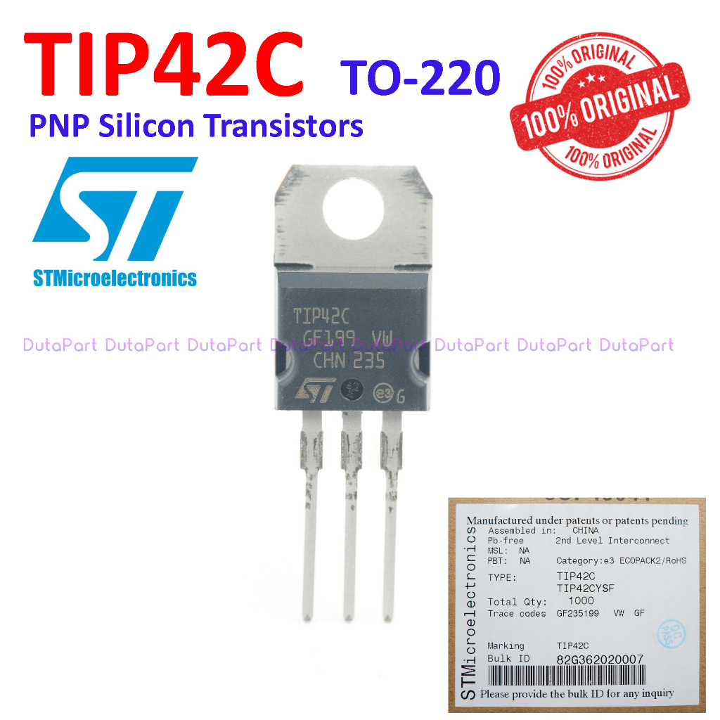 TIP42C TIP42 ORIGINAL STMicroelectronics ST PNP Transistor TIP 42