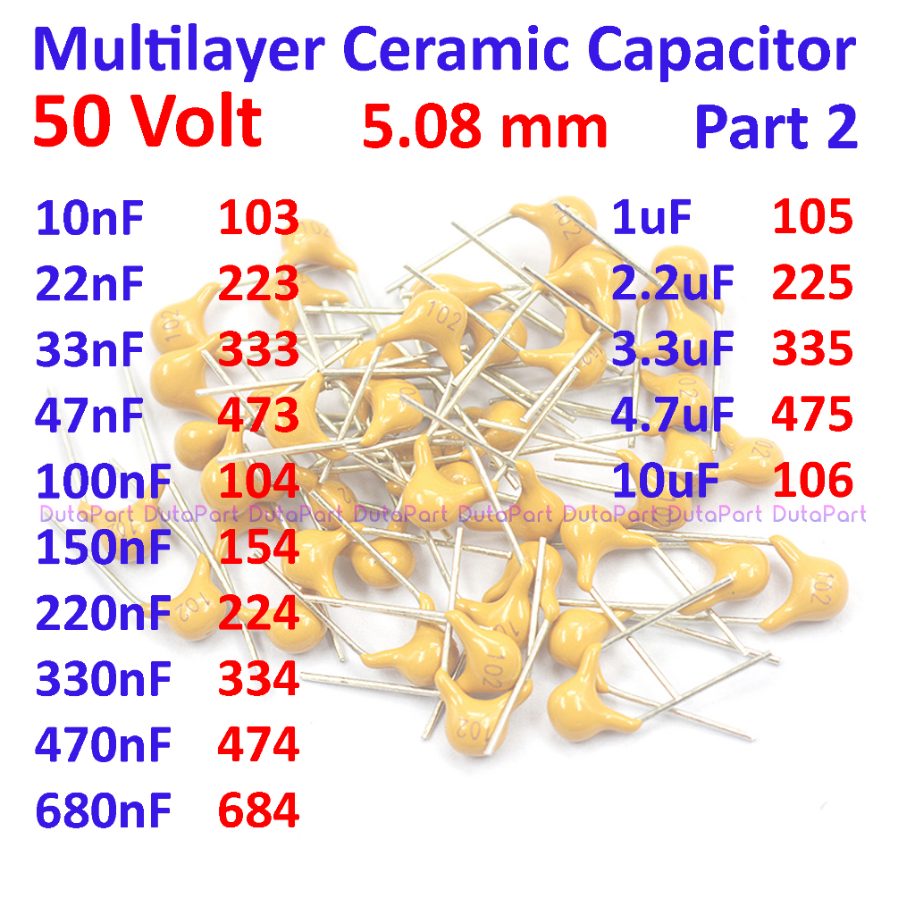 MLCC 50 Volt Multilayer Ceramic Capacitor 50V V Kapasitor Part 1