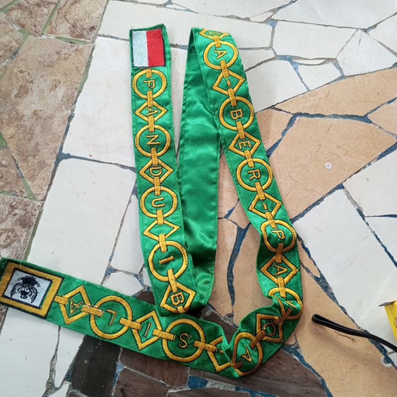 Kendit / sabuk paskibraka bordir hijau bijian