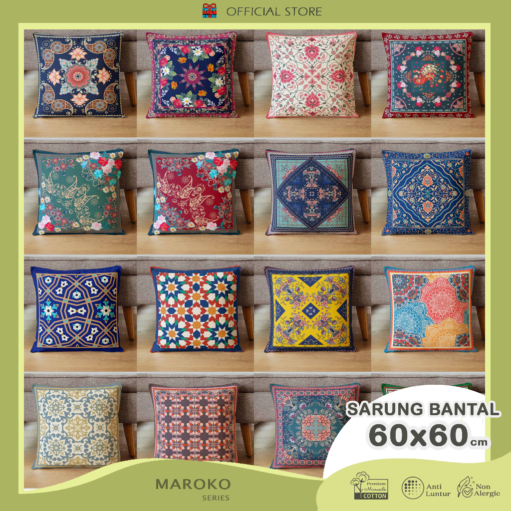 COVER SARUNG Bantal Sofa 60x60 cm Motif Maroko Turkish Turkey Bohemian  - Pusat Kado Murah