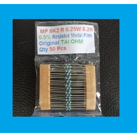 Qty 50 Pcs MF 8K2 R 0.25W 8.2K 0.5% Resistor Metal Film Ori TAI OHM