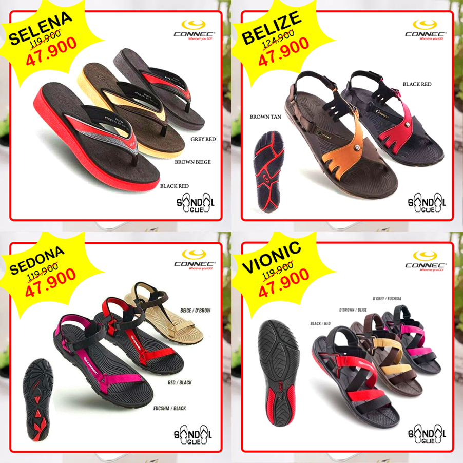 PROMO SANDAL WANITA KEKINIAN CONNEC VIONIC SEDONA BELIZE SELENA 100% BARU