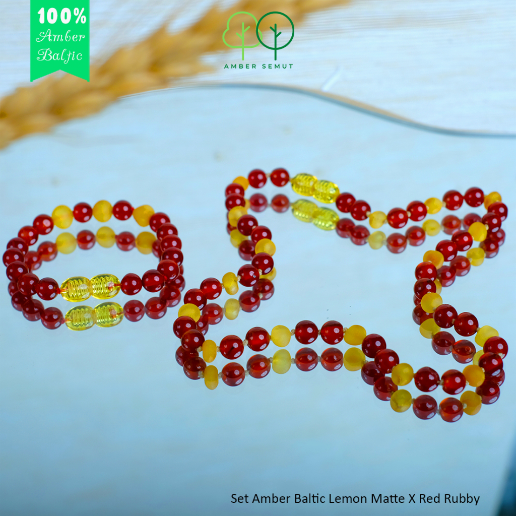 PROMO FREE GELANG - Kalung Amber Baltic Milk Glossy X Red Botswana by AMBER SEMUT