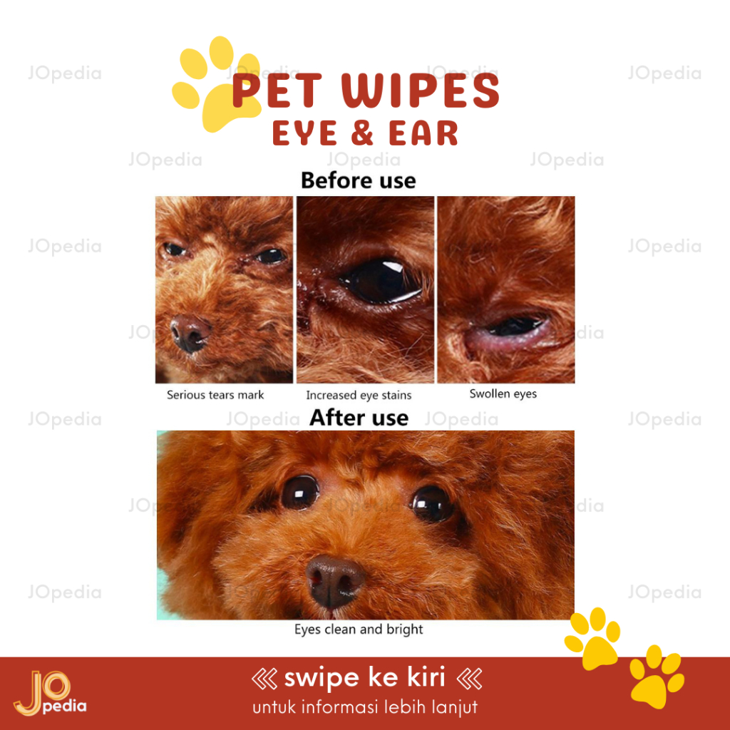 PET EYE WIPES EAR Tisu Basah Mata Telinga Kucing Anjing Pembersih Tear Stain Tissue