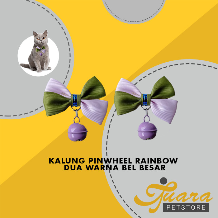 Kalung Anjing Pita Dasi Kupu Kupu Dua Warna Bel Lonceng Besar