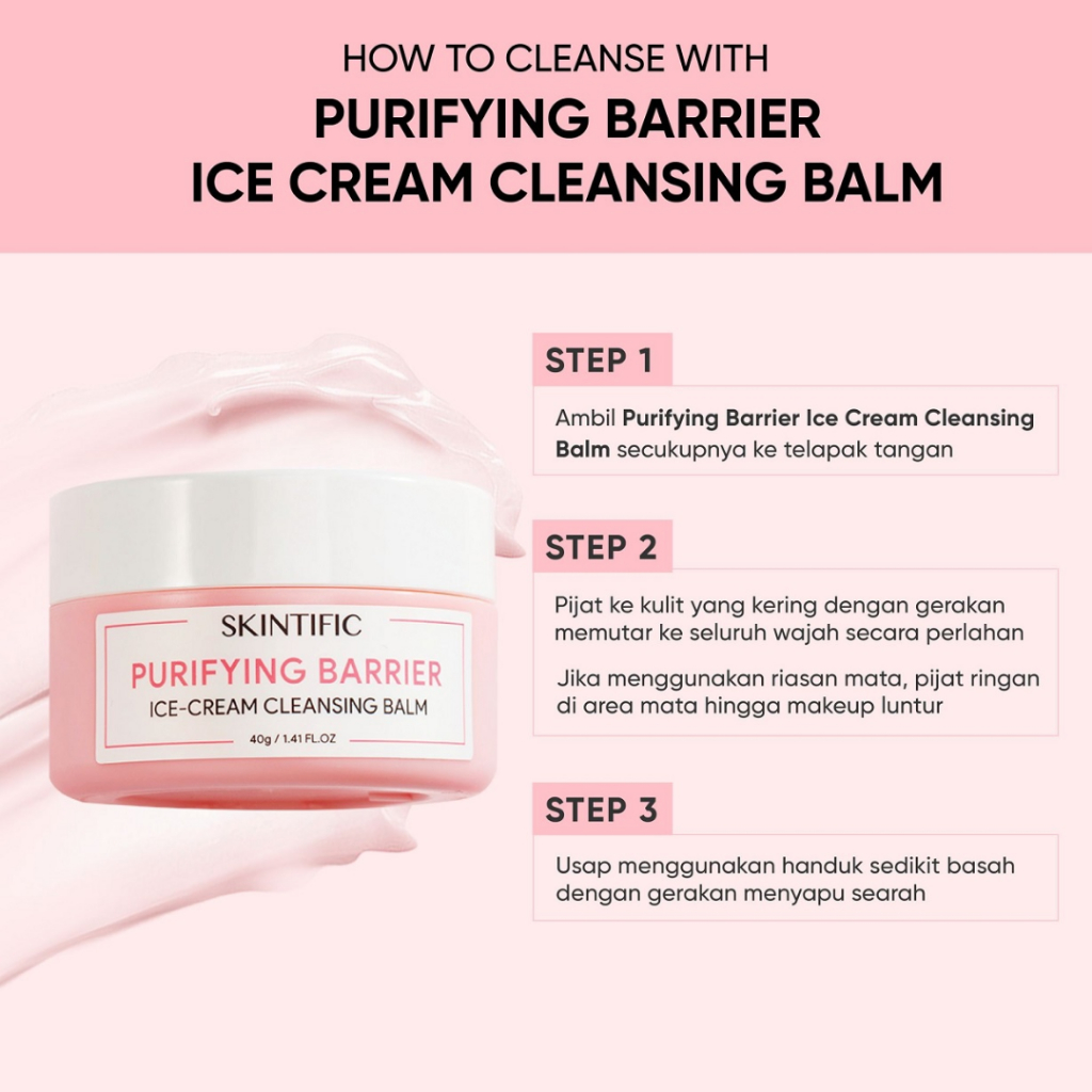 SKINTIFIC Cleansing Balm Make Up Remover 40g Purifying Barrier Ice Cream Pembersih Makeup Muka Cosmetics Oil Cleanser