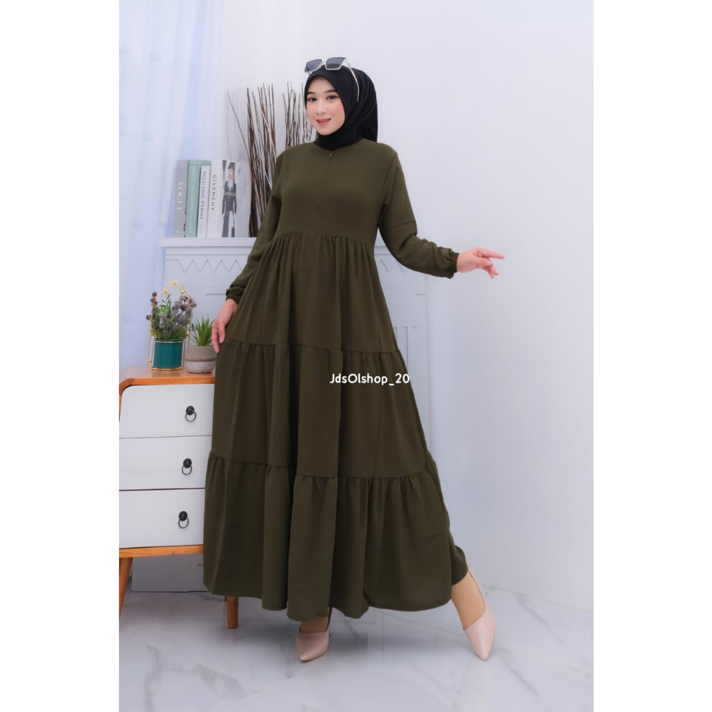 Rempel Susun Tali Bahan Crinkle Airflow / Busana Muslimah Terbaru / Gamis Wanita Terbaru
