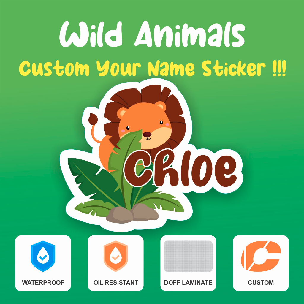 

STICKER NAMA PREMIUM | LABEL NAMA | LAMINATING DOFF | WILD ANIMALS